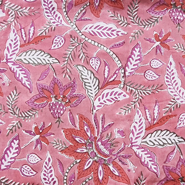 Pink Flower Hand Block Print