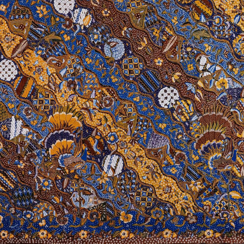 Royalty Blue "Cikalan" Motif from Cirebon, Hand Drawn Indonesian Cotton Batik Tulis