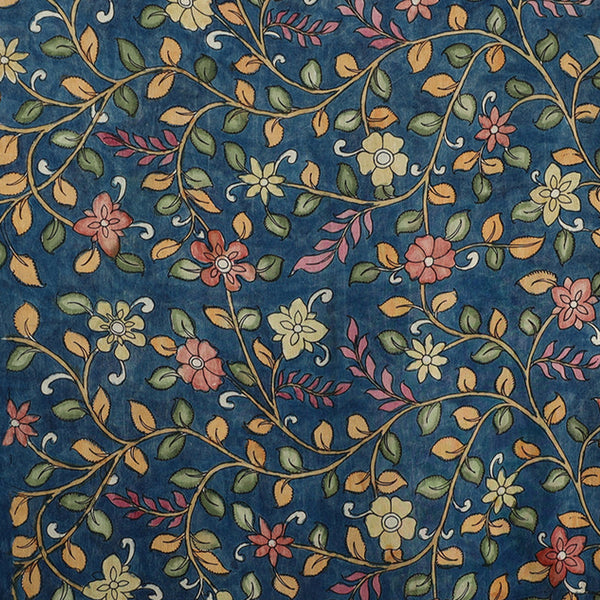 Hand Painted Kalamkari Silk Cotton - BLUE