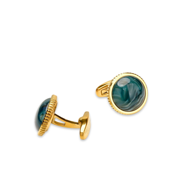 Antique Green Crystal 18k Gold Plated Cufflinks