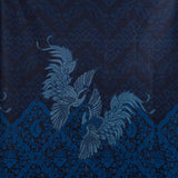 Hand Printed Silk Screen Floral & Cendrawasih Bird  Indonesian Cotton Batik - Navy