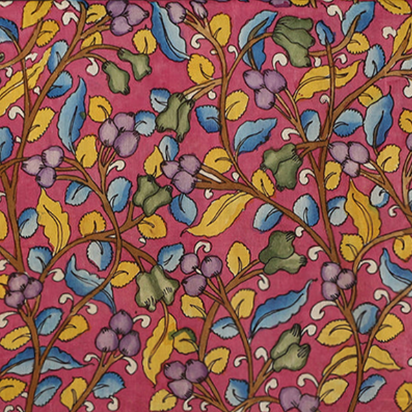 Hand Painted Kalamkari Silk Cotton - PINK