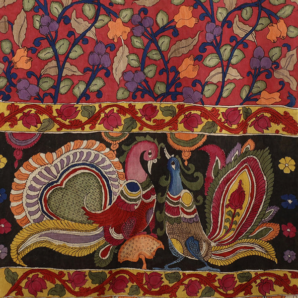 Hand Painted Kalamkari Silk Cotton - RED