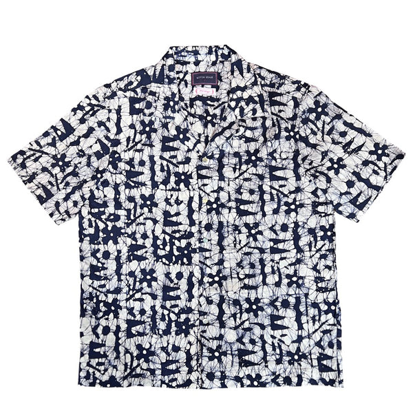 Batik Print Short Sleeve Shirt - Dark Navy