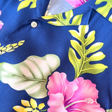 Printed Rayon Hawaiian Shirt - ROYAL BLUE