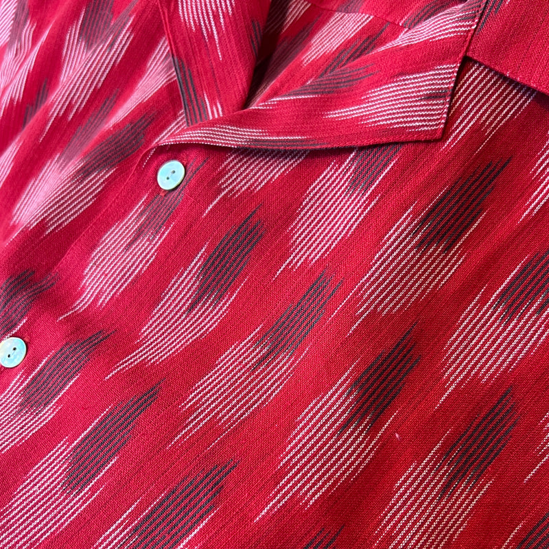 Hand Loomed Ikat Short Sleeve Shirt - RED