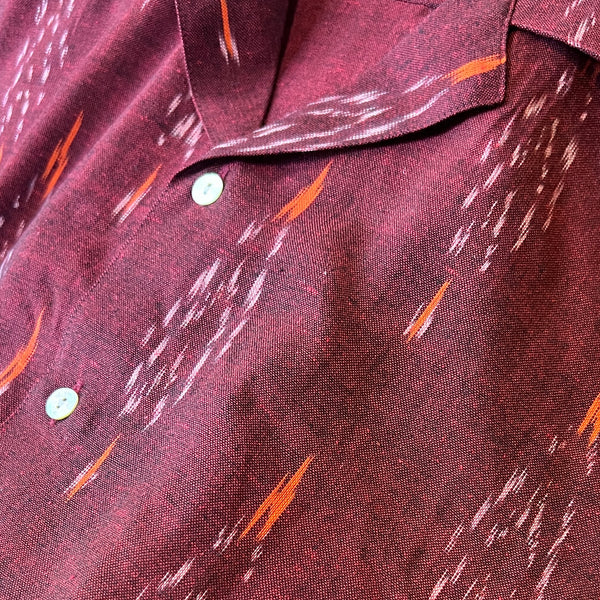 Hand Loomed Ikat Short Sleeve Shirt - MAROON