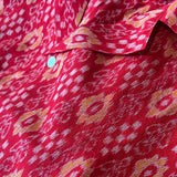 Hand Loomed Ikat Short Sleeve Shirt - RED