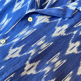 Hand Loomed Ikat Short Sleeve Shirt - BLUE