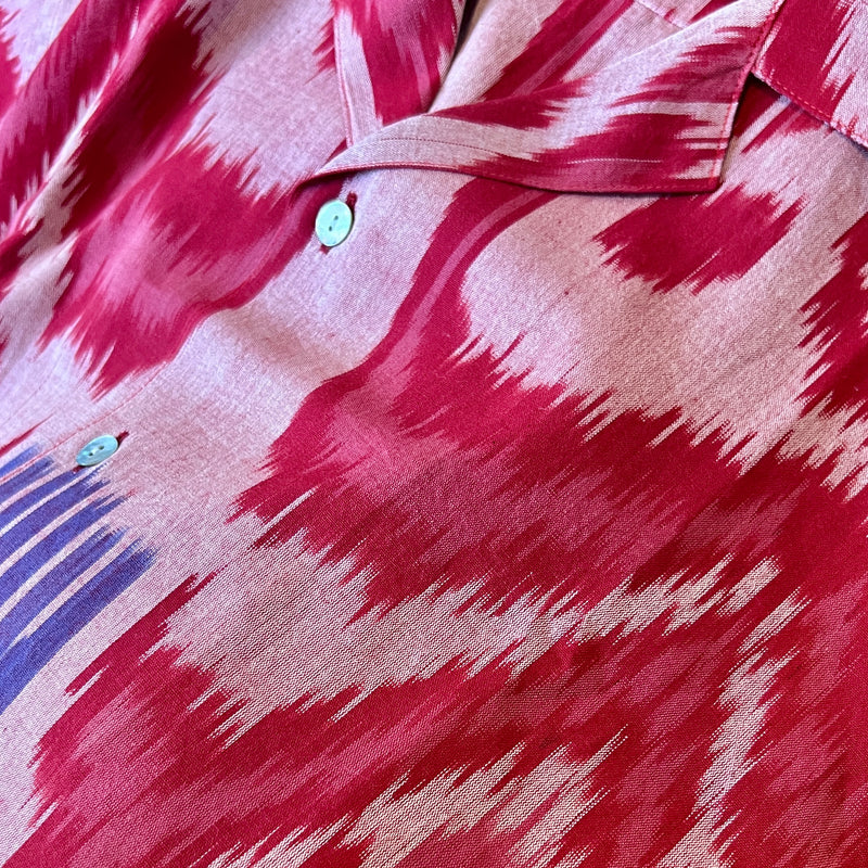 Hand Loomed Ikat Short Sleeve Shirt - PINK