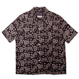 "TIGER & LION" Block Print Short Sleeved Shirt - BLACK