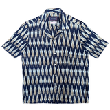 Hand Loomed Ikat Short Sleeve Shirt - NAVY / GREY