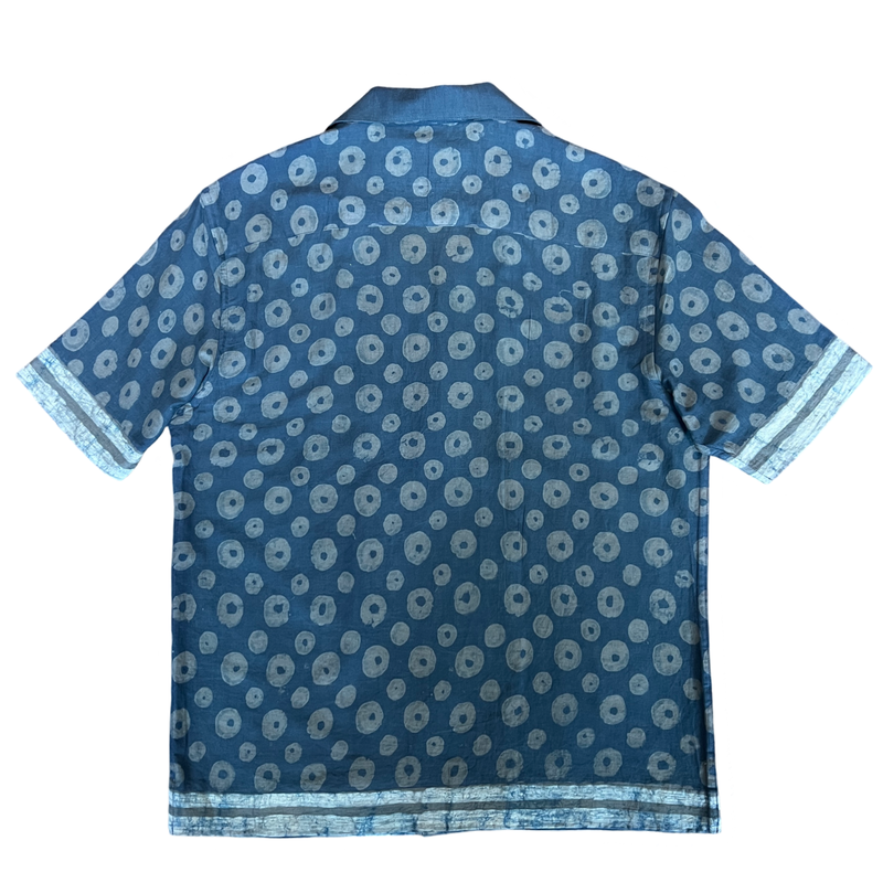 Block Print Short Sleeved Shirt - BLUE