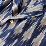 Hand Loomed Ikat Short Sleeve Shirt - NAVY / GREY