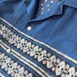 Block Print Short Sleeved Shirt - BLUE