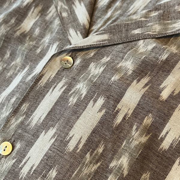 Hand Loomed Ikat Short Sleeve Shirt - LIGHT BROWN