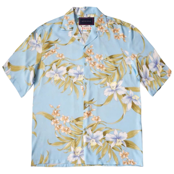 BAMBOO ORCHID BABY BLUE HAWAIIAN RAYON- SS24