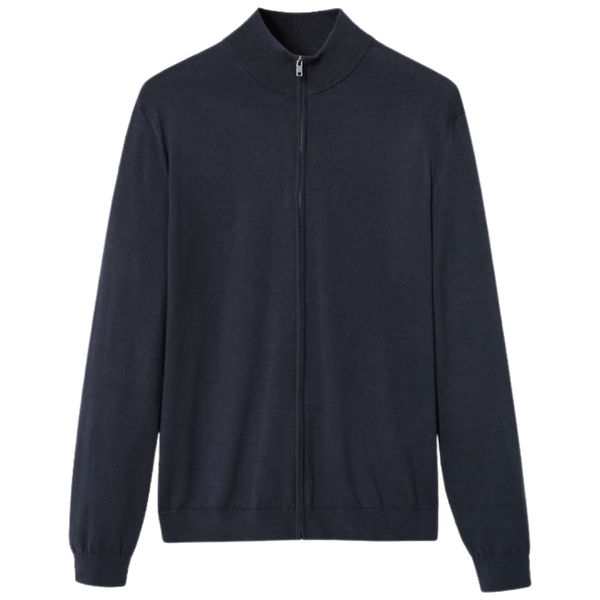 "JENSON" Cotton Cashmere Zip Up Sweater - Charcoal