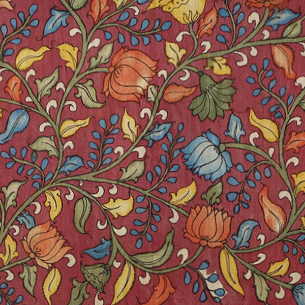 Hand Painted Kalamkari Silk Cotton - RED