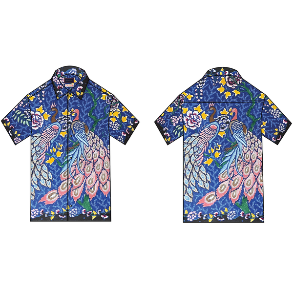 "Merak" (the Peacock) Motif Hand Drawn Indonesian Cotton Batik Tulis - BLUE