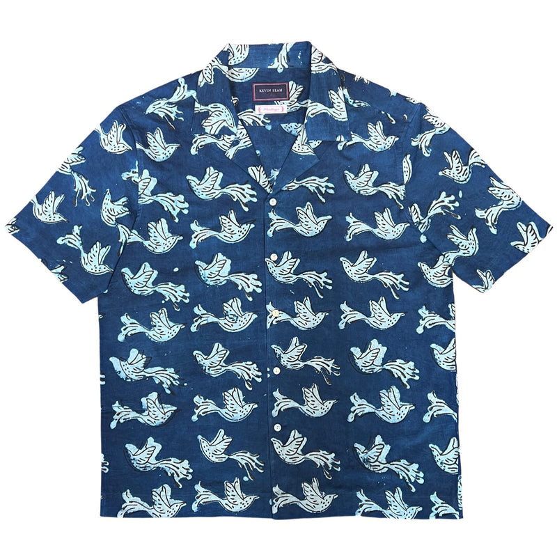 Block Print Short Sleeve Shirt - BLUE