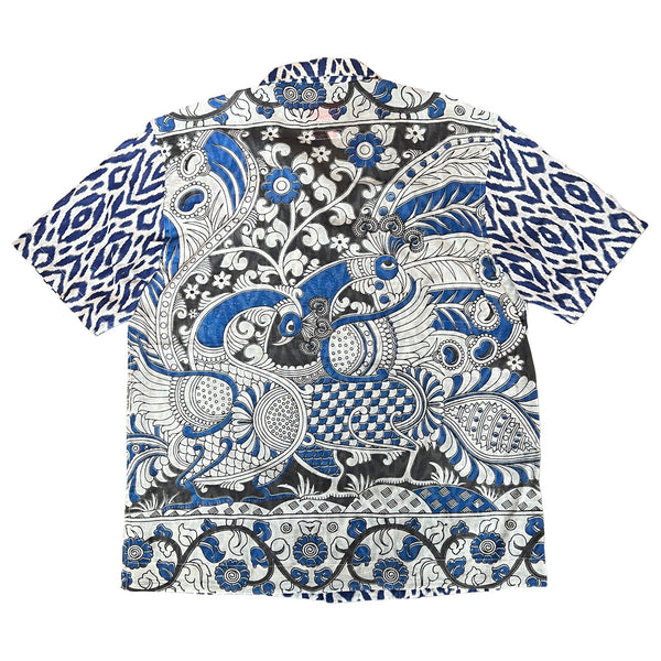 "BIRDS" Series Hand Painted Short Sleeved Shirt - NAVY