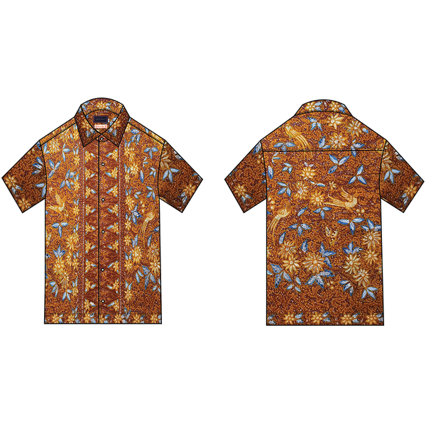 Brown Birds And Floral Hand Drawn Indonesian Cotton Batik Tulis