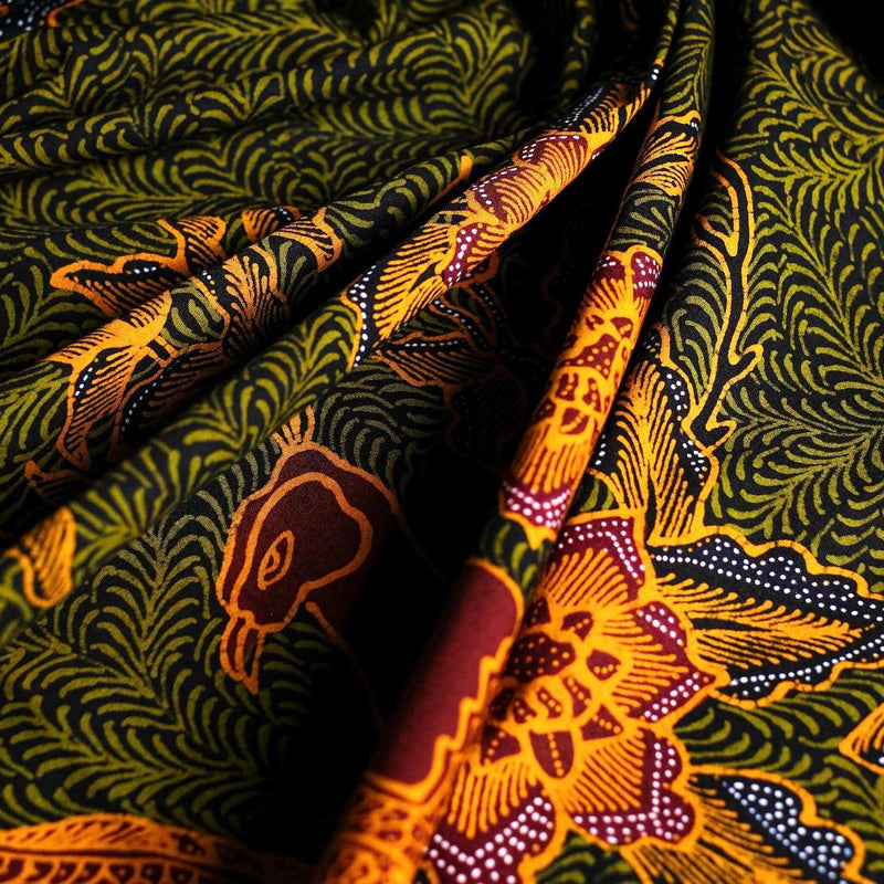 "Merak" (the Peacock) Motif Hand Drawn Indonesian Cotton Batik Tulis