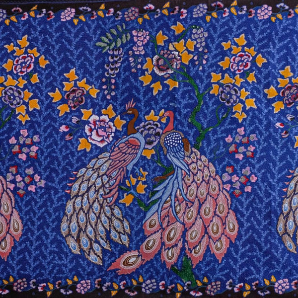 "Merak" (the Peacock) Motif Hand Drawn Indonesian Cotton Batik Tulis - BLUE