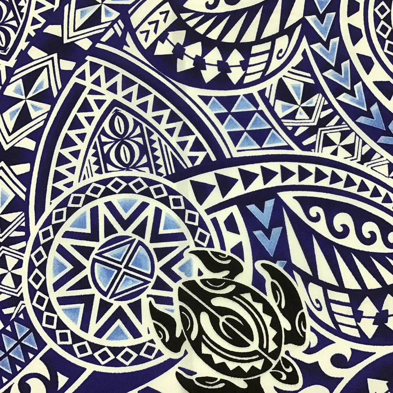 Royal Blue Honu Tribal Hawaiian Cotton Print