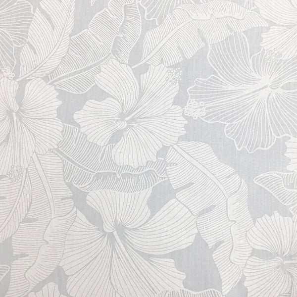 White on White Hibiscus Hawaiian Cotton Print