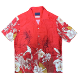 Printed Rayon Hawaiian Shirt - RED