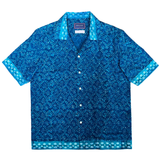 Block Print Short Sleeved Shirt - BLUE