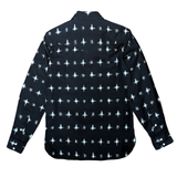 Hand-loomed Cotton Ikat Western Shirt - Black