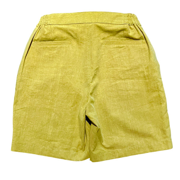 Washed Cotton Linen Shorts - Mustard