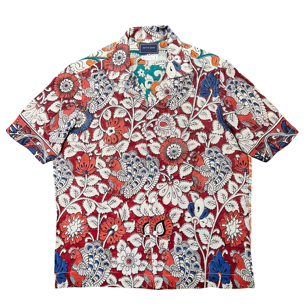 "BIRDS" Series Hand-painted Block Print Short Sleeved Shirt