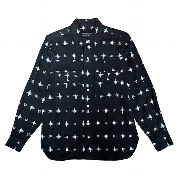 Hand-loomed Cotton Ikat Western Shirt - Black