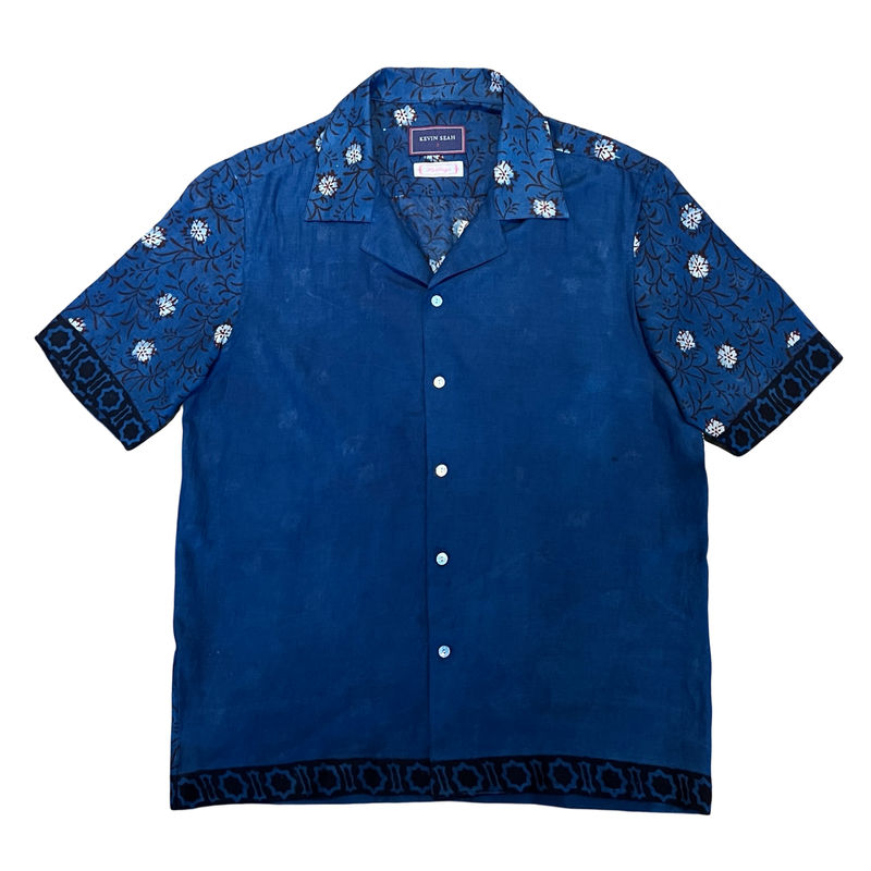 Block Print Short Sleeve Shirt - Indigo