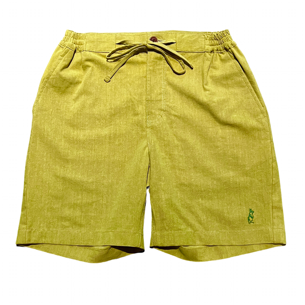 Washed Cotton Linen Shorts - Mustard