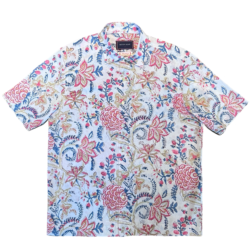 Block Print Short Sleeved Shirt - WHITE