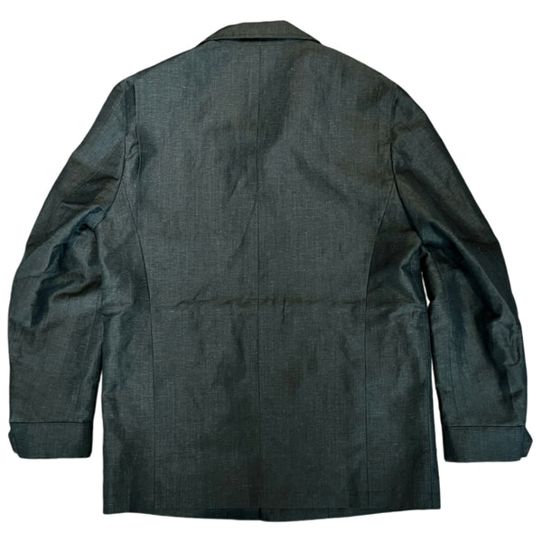 M65 Linen Field Jacket with Adjustable Waist Pull - Dark Green