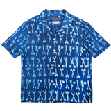 Block Print Short Sleeve Shirt - "SCISSORS" BLUE