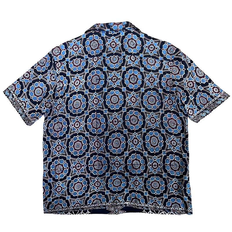 Block Print Short Sleeved Shirt - Black