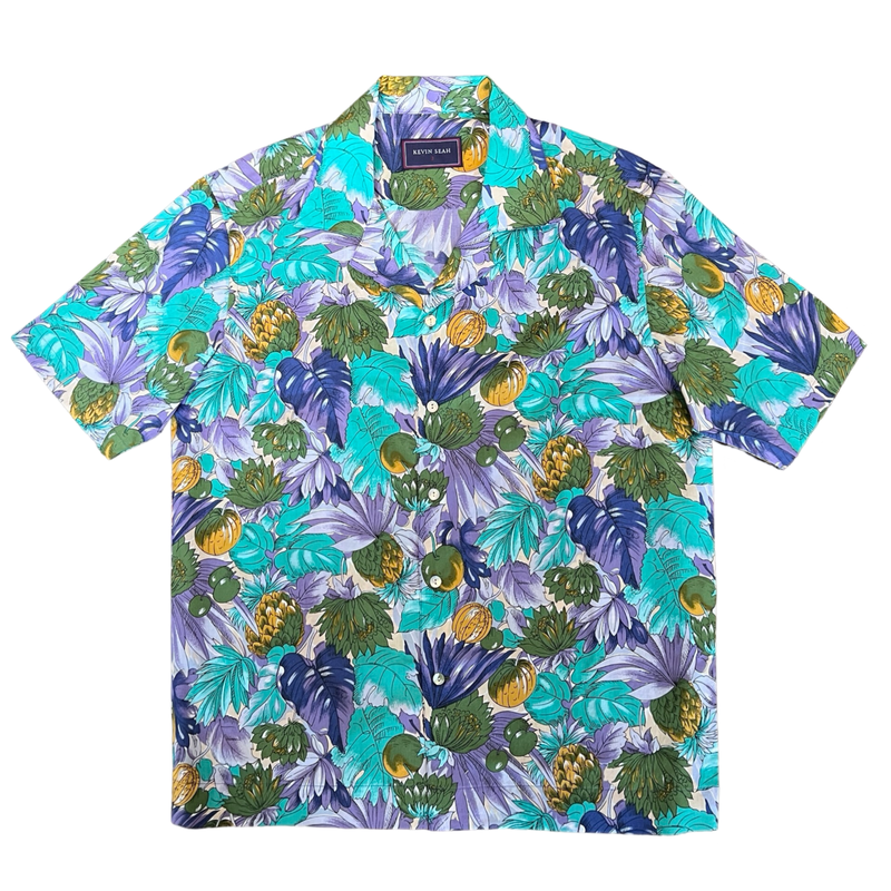 Printed Cotton Hawaiian Shirt - GREEN