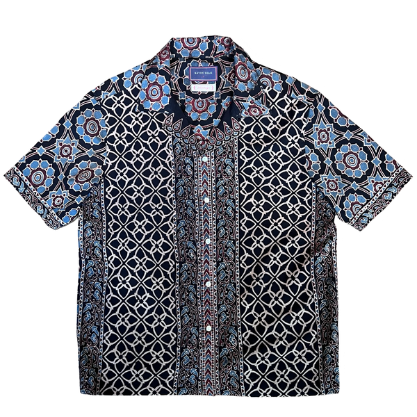 Block Print Short Sleeved Shirt - Black