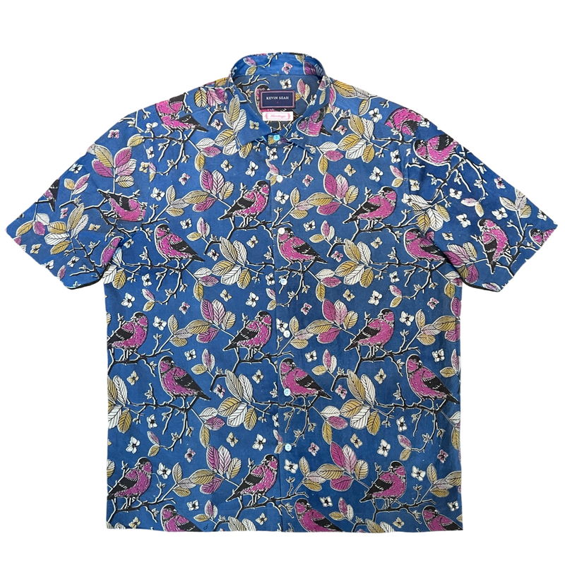 Printed Short Sleeved Shirt - BLUE