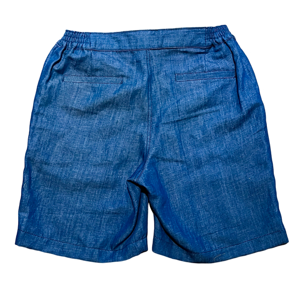 Japanese Cotton Linen Denim Shorts - Blue