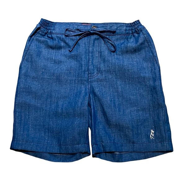 Japanese Cotton Linen Denim Shorts - Blue