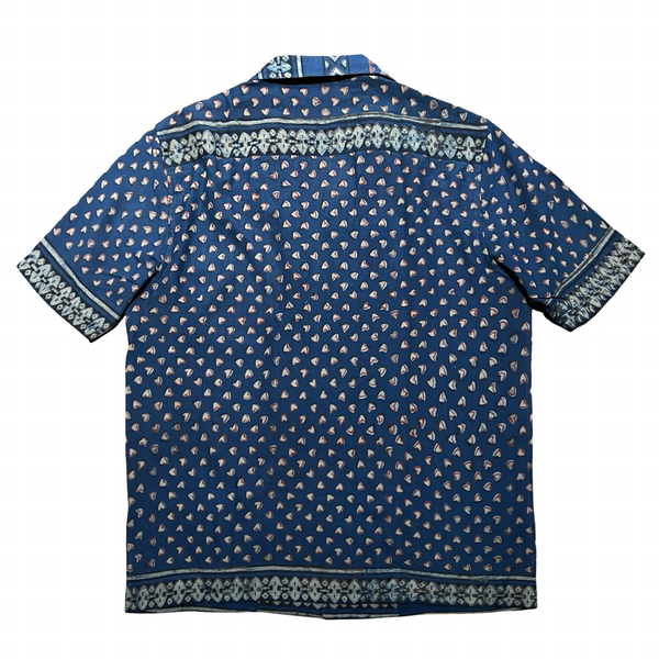 Block Print Short Sleeved Shirt - Navy